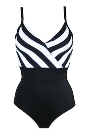 Pour Moi Black High Line V-Neck Control Swimsuit - Image 3 of 4