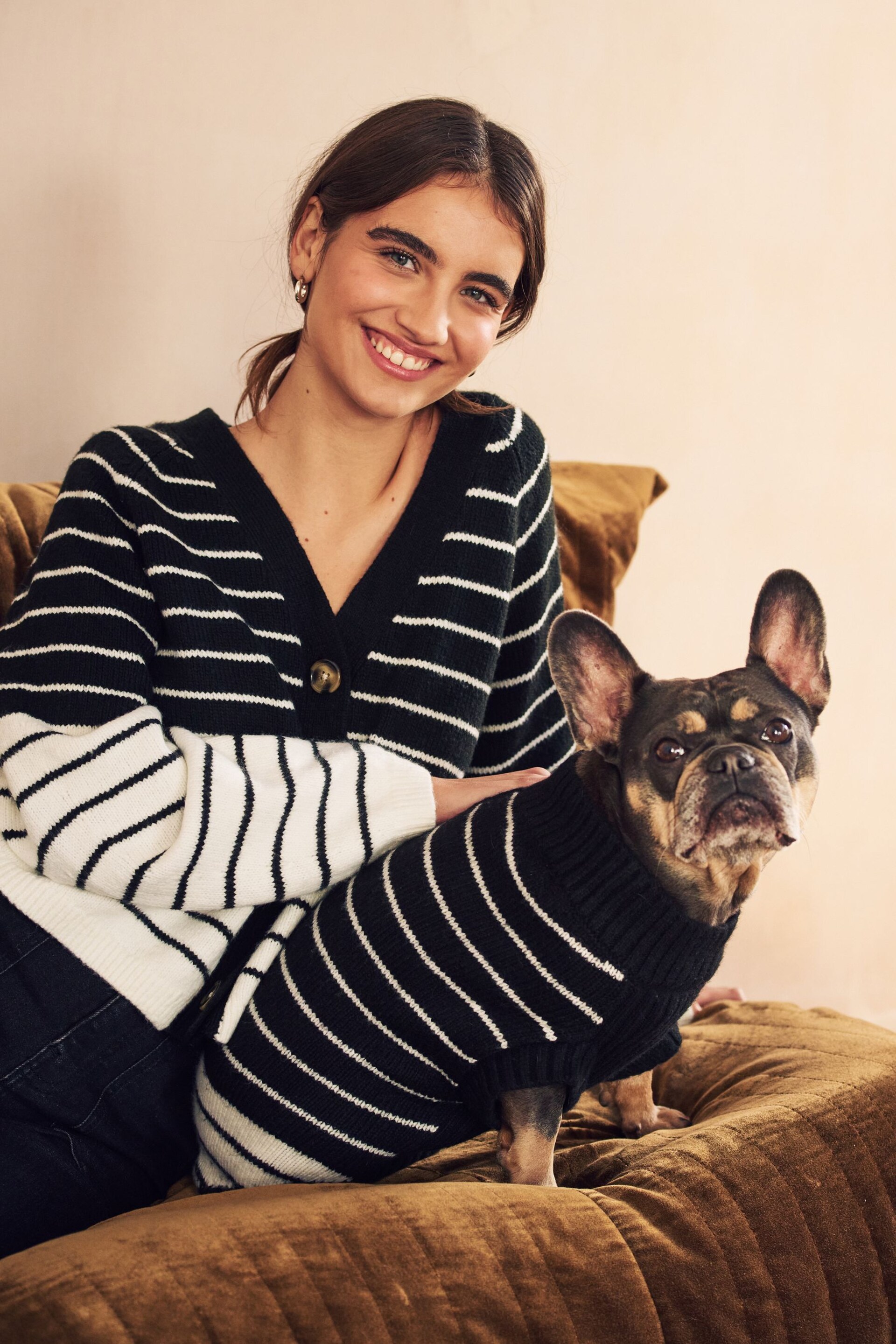 Black and White Stripe Button Through Cardigan - Image 1 of 9