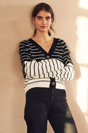 Black and White Stripe Button Through Cardigan - Image 5 of 9