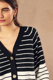 Black and White Stripe Button Through Cardigan - Image 7 of 9