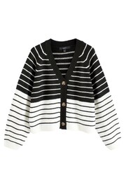 Black and White Stripe Button Through Cardigan - Image 8 of 9