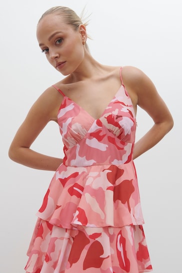 Pretty Lavish Pink Floral Ruffled Tiered Lissy Midaxi Dress