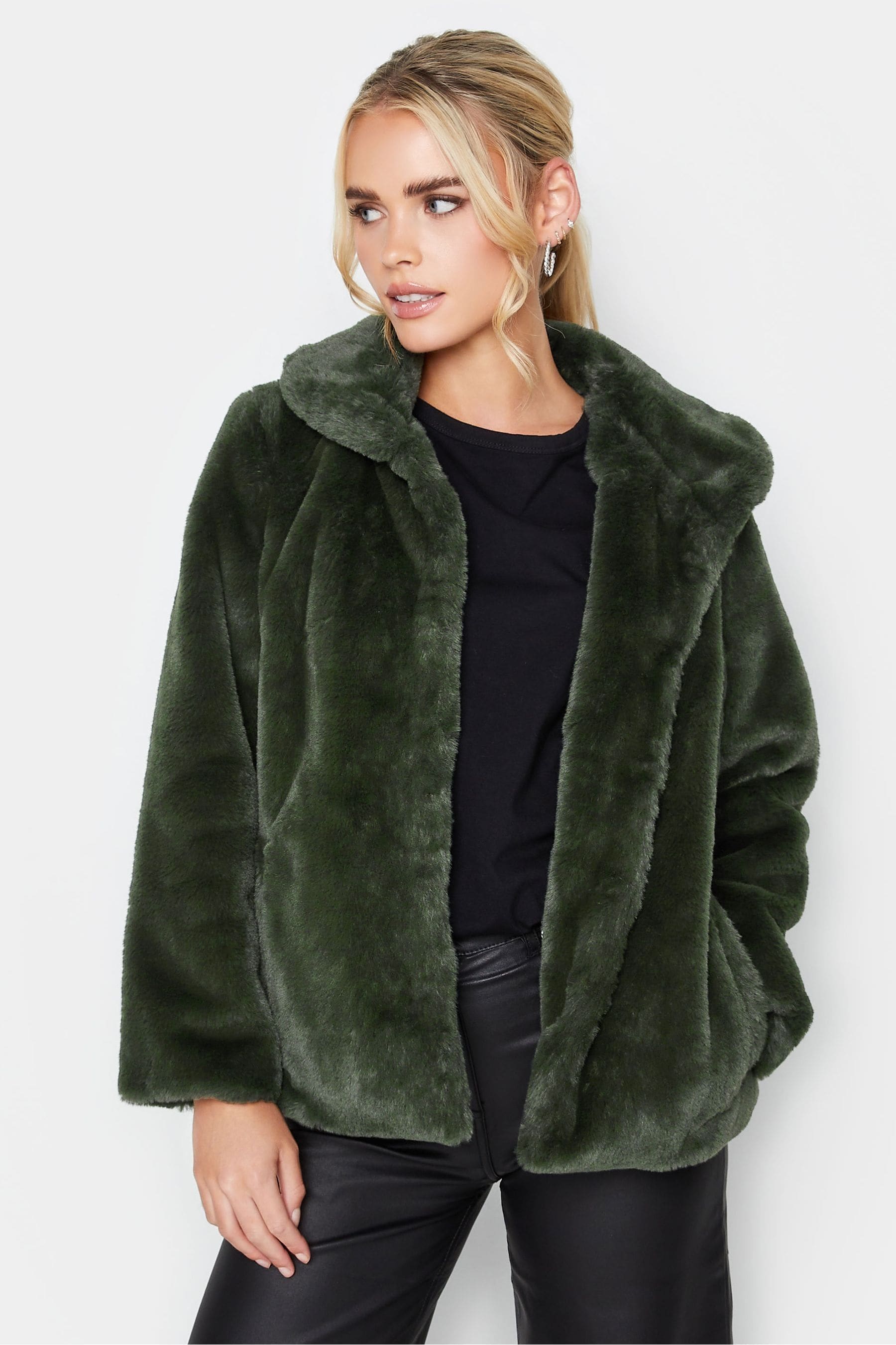 Buy PixieGirl Petite Green Plush Faux Fur Coat from Next France