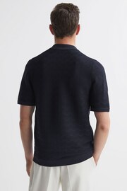 Reiss Navy Lunar Textured Cuban Collar Button-Through Shirt - Image 5 of 5