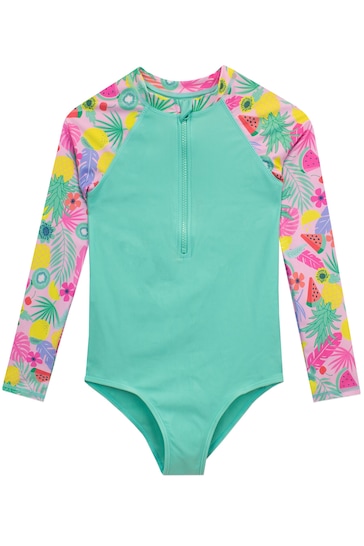 Harry Bear Green Girls Tropical Swimsuit