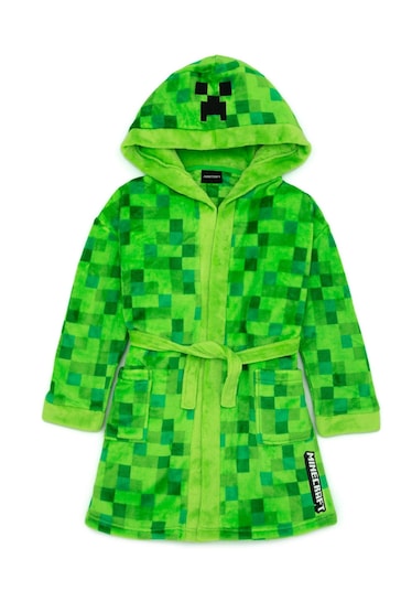 Vanilla Underground Green Minecraft Unisex Kids Fleece Dressing Gown Robe