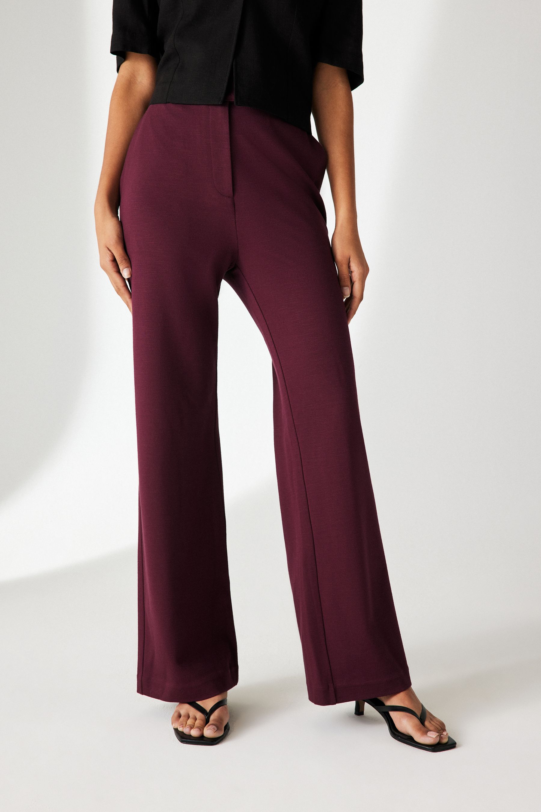 Plum wide leg trousers clearance