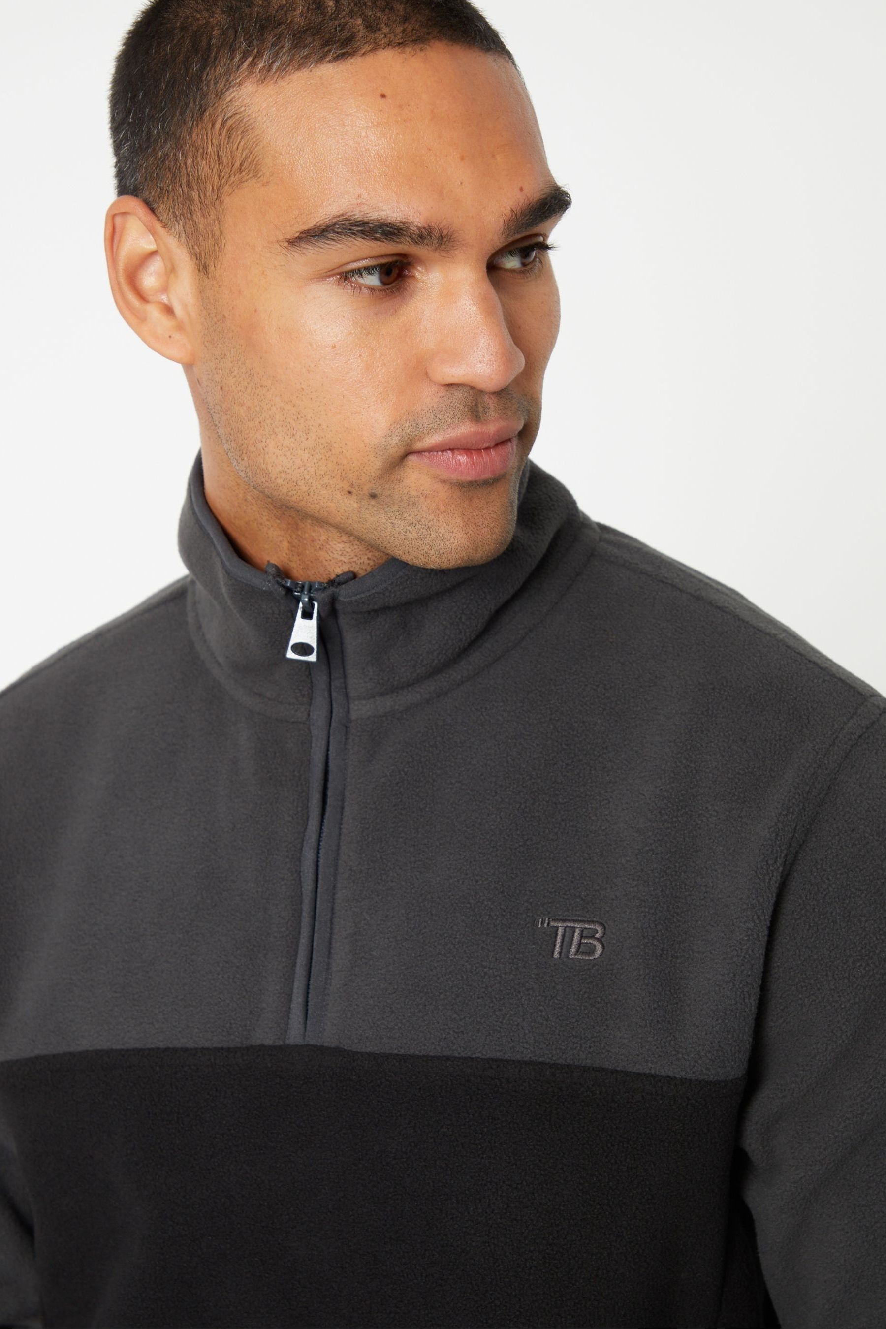 Buy Threadbare Grey Two Tone Quarter Zip Fleece Jumper from the Next UK online shop