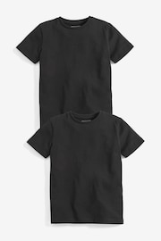 Black Short Sleeve Cotton T-Shirts 2 Pack (3-16yrs) - Image 1 of 4