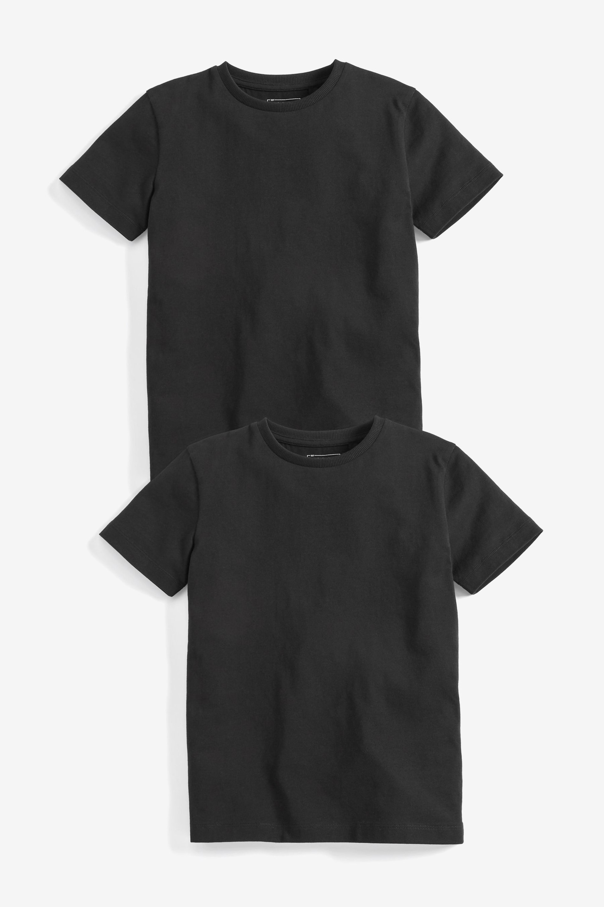 Black Short Sleeve Cotton T-Shirts 2 Pack (3-16yrs) - Image 1 of 4