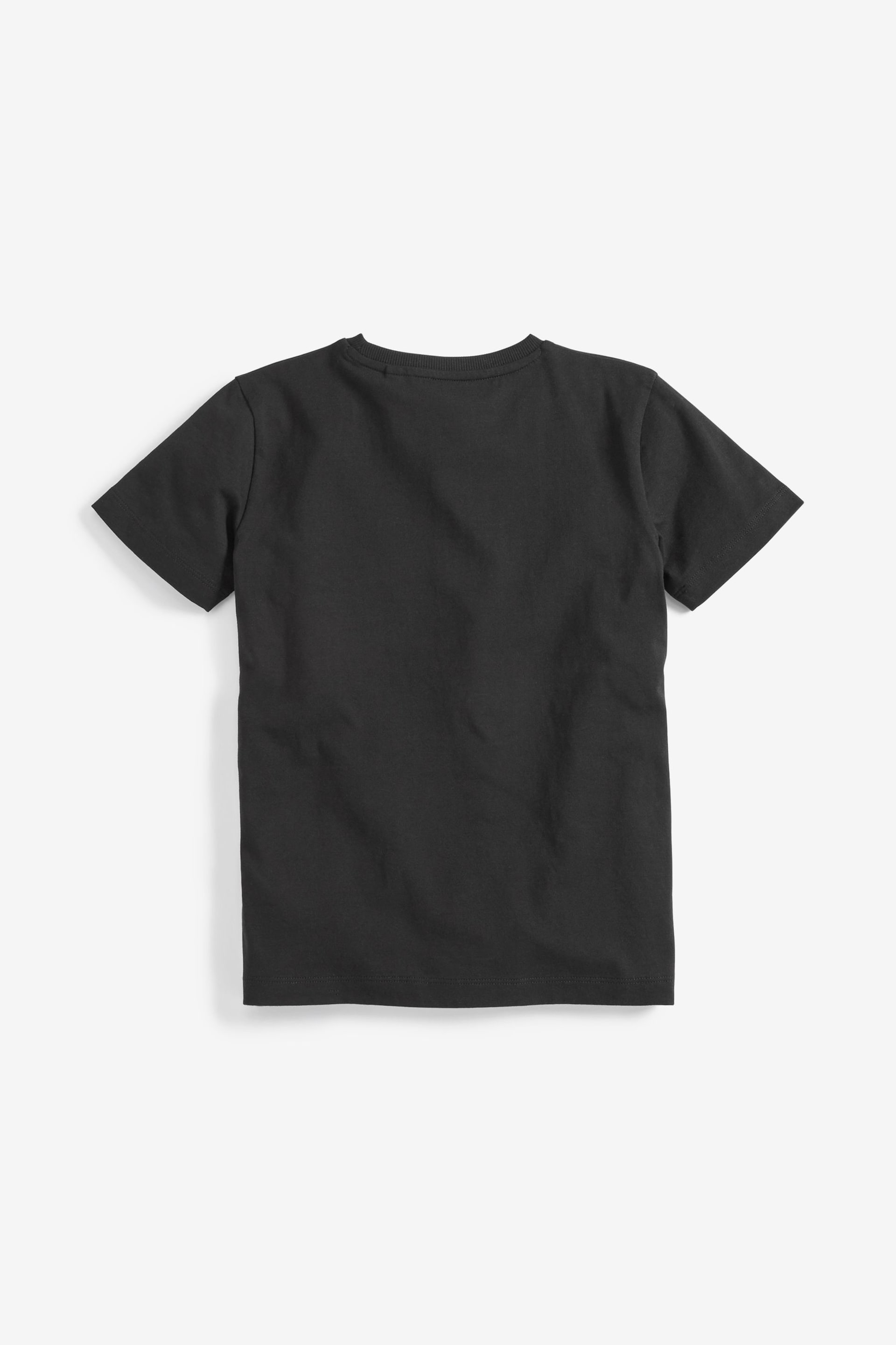 Black Short Sleeve Cotton T-Shirts 2 Pack (3-16yrs) - Image 3 of 4