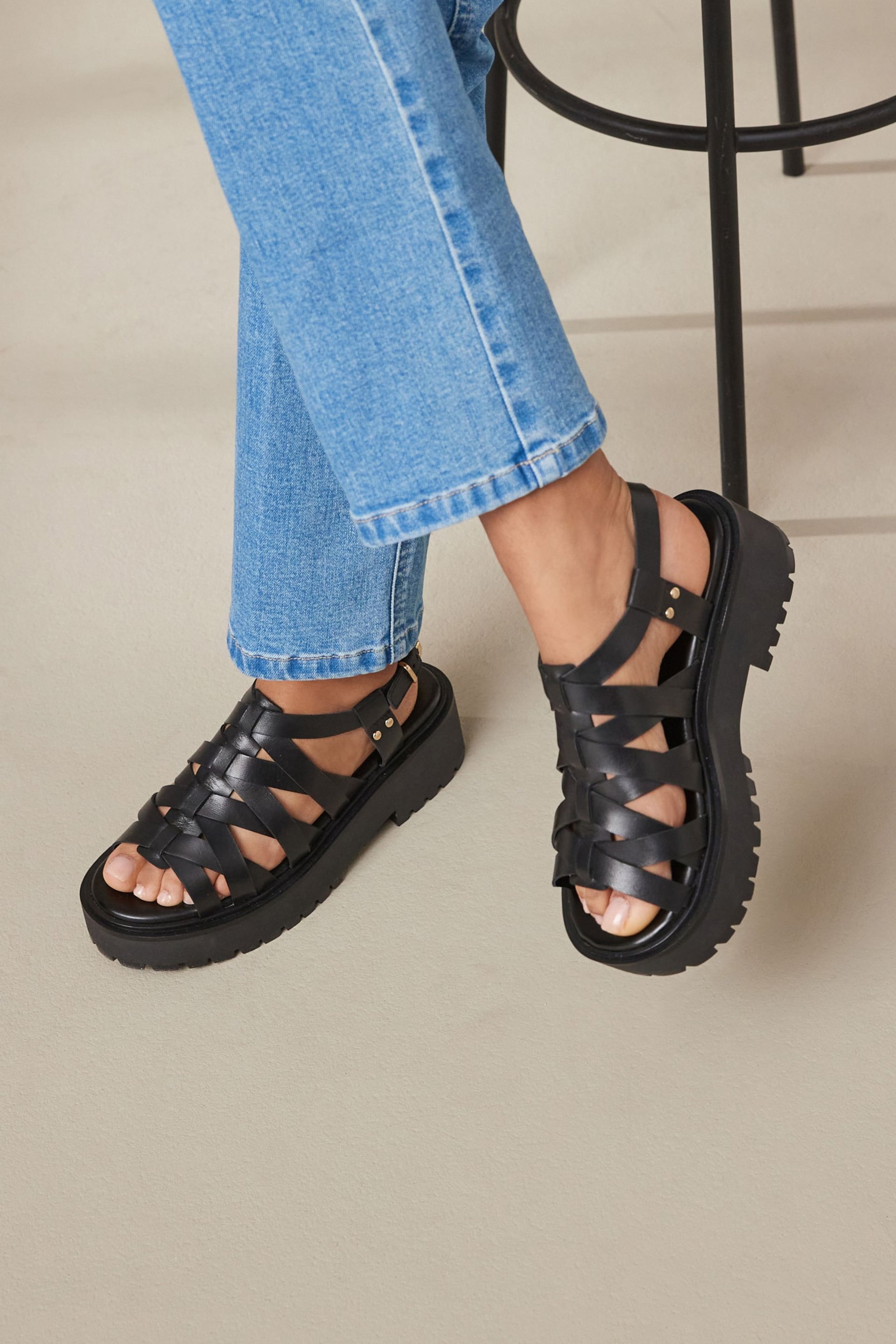 Black Forever Comfort® Chunky Strappy Sandals - Image 3 of 10