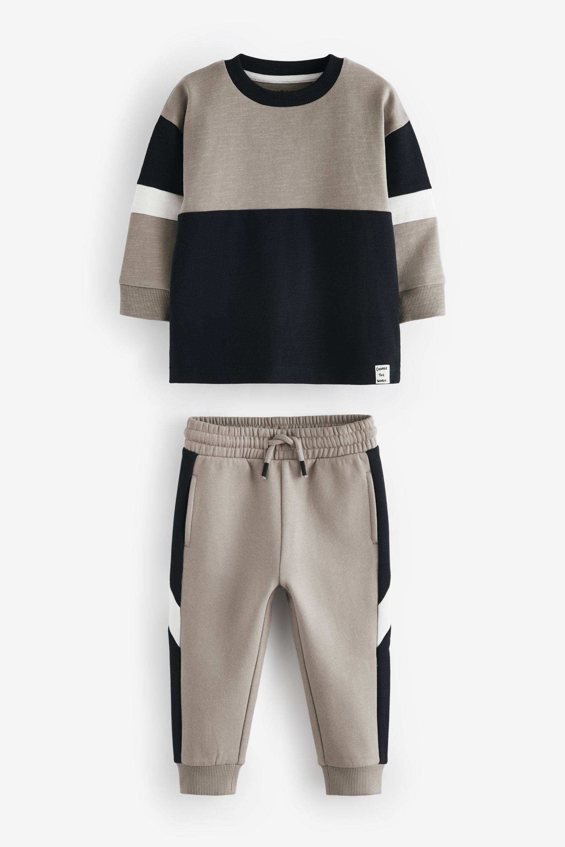 Neutral Black 100 Cotton Long Sleeve Soft Touch T Shirt and Joggers Set 3mths 7yrs