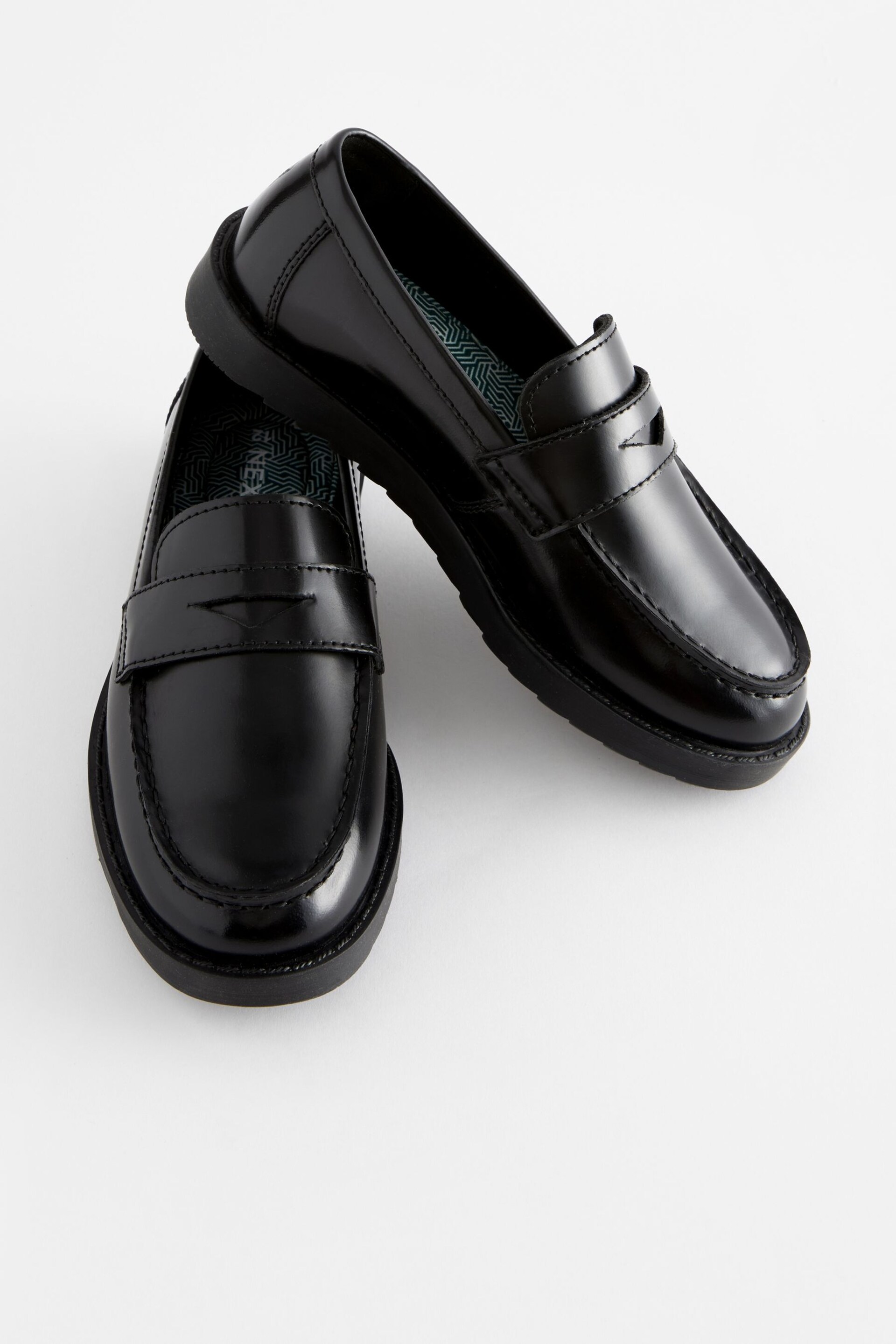 Black Leather Chunky Loafers - Image 1 of 6