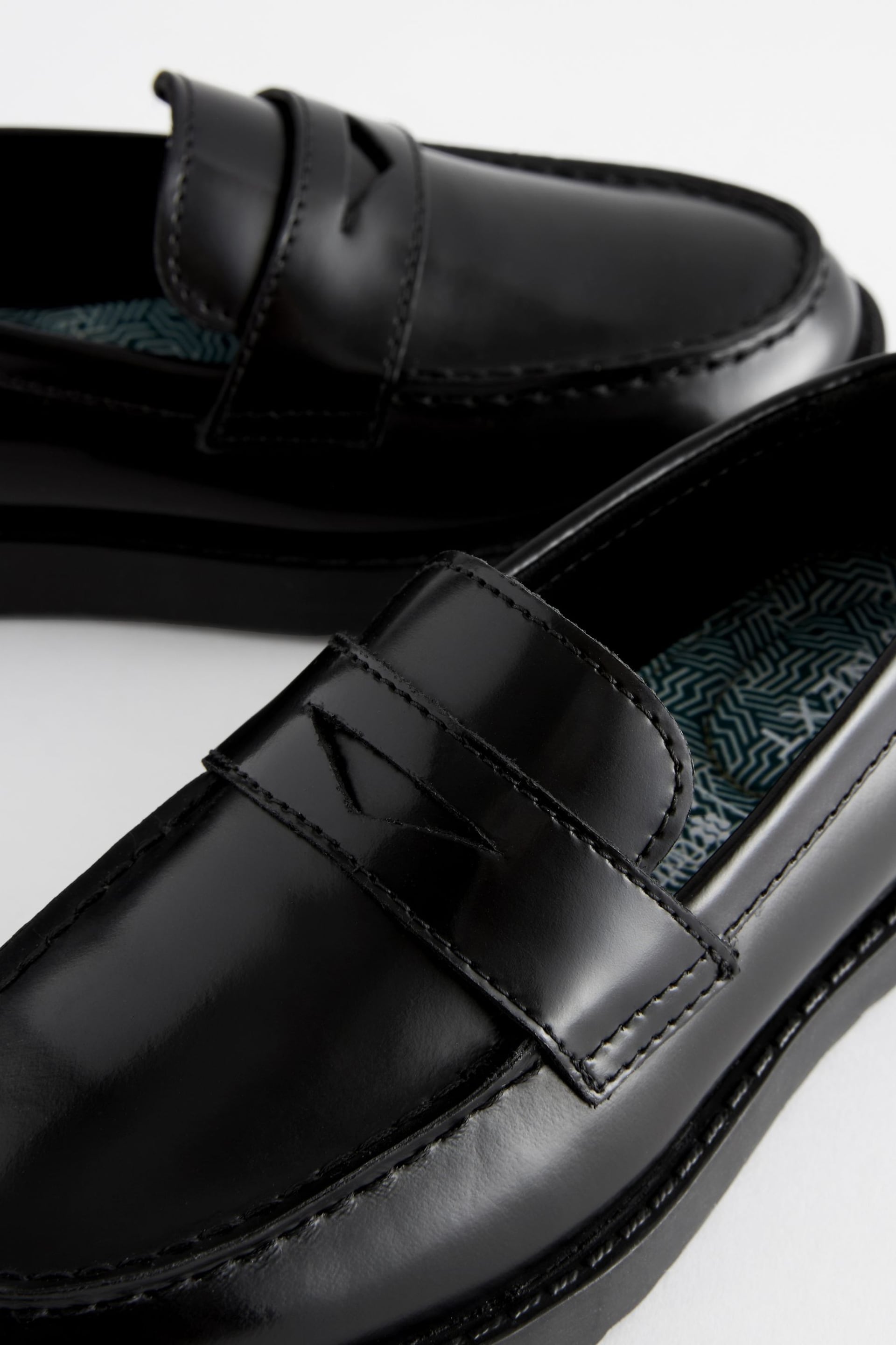 Black Leather Chunky Loafers - Image 6 of 6