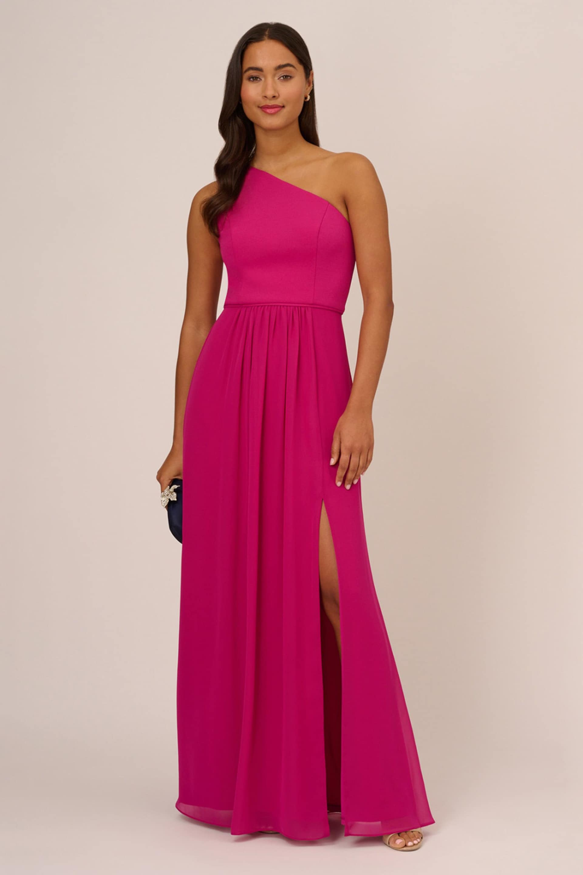 Adrianna Papell One Shoulder Chiffon Gown - Image 3 of 7