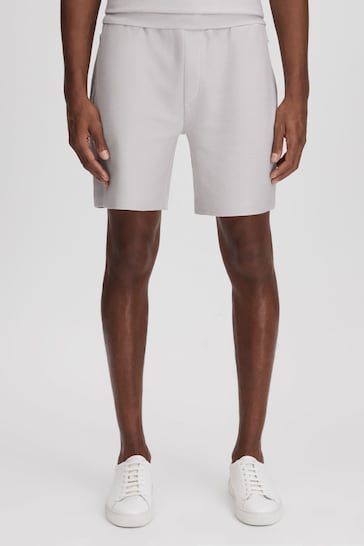 Reiss Silver Hester Textured Cotton Drawstring Shorts