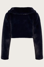 Monsoon Blue Long Sleeve Faux Fur Shrug Cardigan - Image 2 of 2