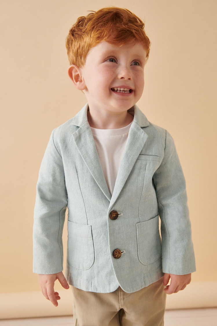 Pale Blue Linen Blend Blazer (3mths-9yrs) - Image 1 of 7