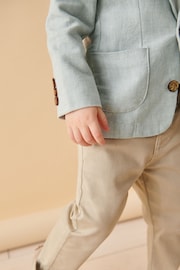 Pale Blue Linen Blend Blazer (3mths-9yrs) - Image 4 of 7