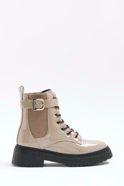 River Island Brown Lace Up Buckle Boots - Image 1 of 6