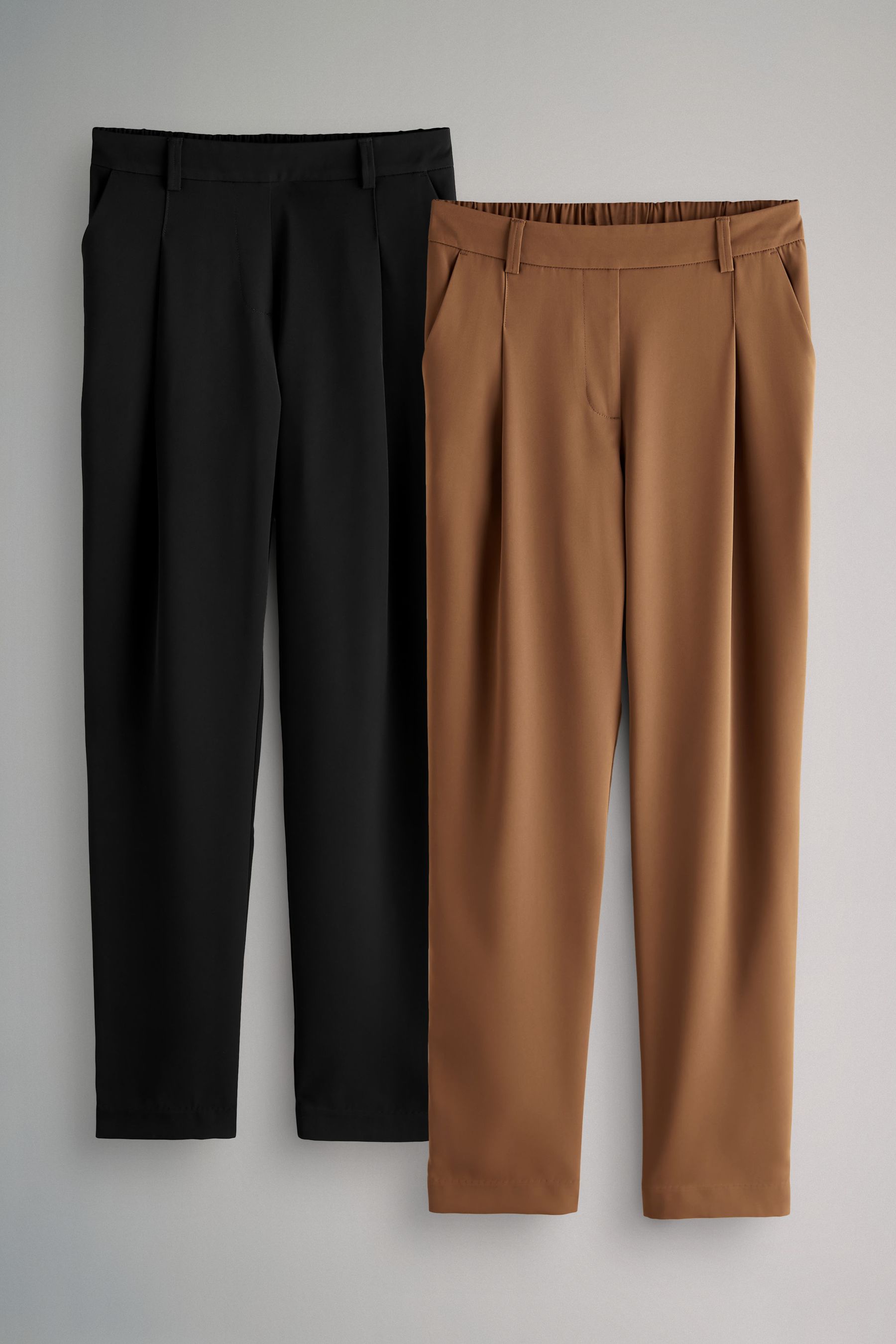 Buy The Set Black Camel Brown 2 Pack Slim Leg Tapered Trousers from the Next UK online shop