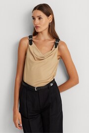 Lauren Ralph Lauren Haskel Jersey Cowl Neck Tan Brown Tank Top - Image 1 of 9