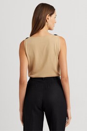 Lauren Ralph Lauren Haskel Jersey Cowl Neck Tan Brown Tank Top - Image 3 of 9