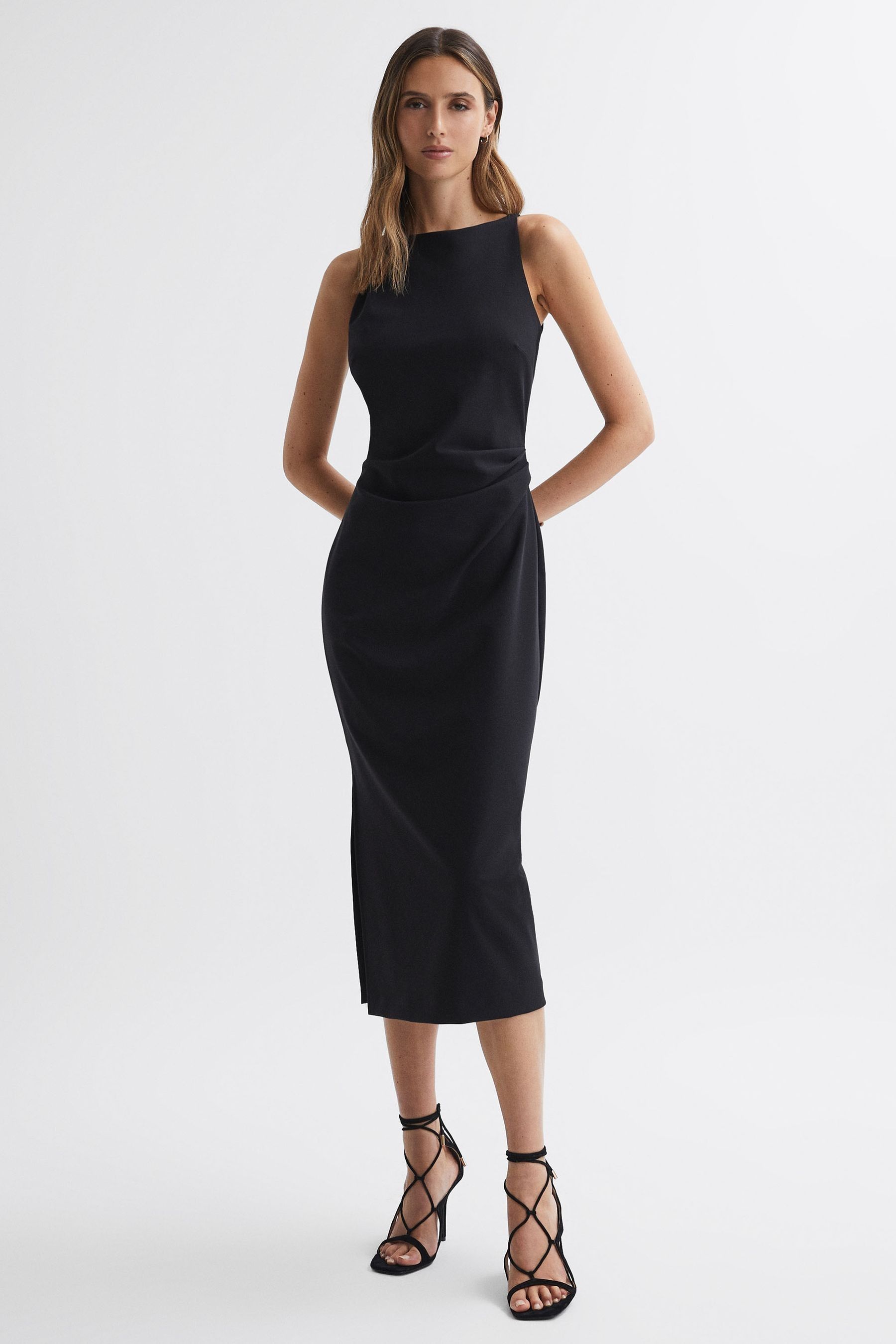 Black boat neck dress shop