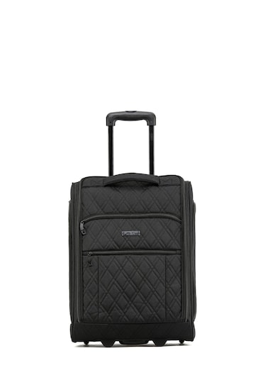 Flight Knight 55x40x20cm Ryanair Priority Soft Case Cabin Carry On Suitcase Hand Black Mono Canvas Luggage