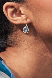 Gold Tone Teardrop Blue Stone Earrings - Image 2 of 4