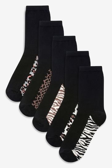 Buy Animal Print Footbed Ankle Socks Five Pack from the Next UK online shop