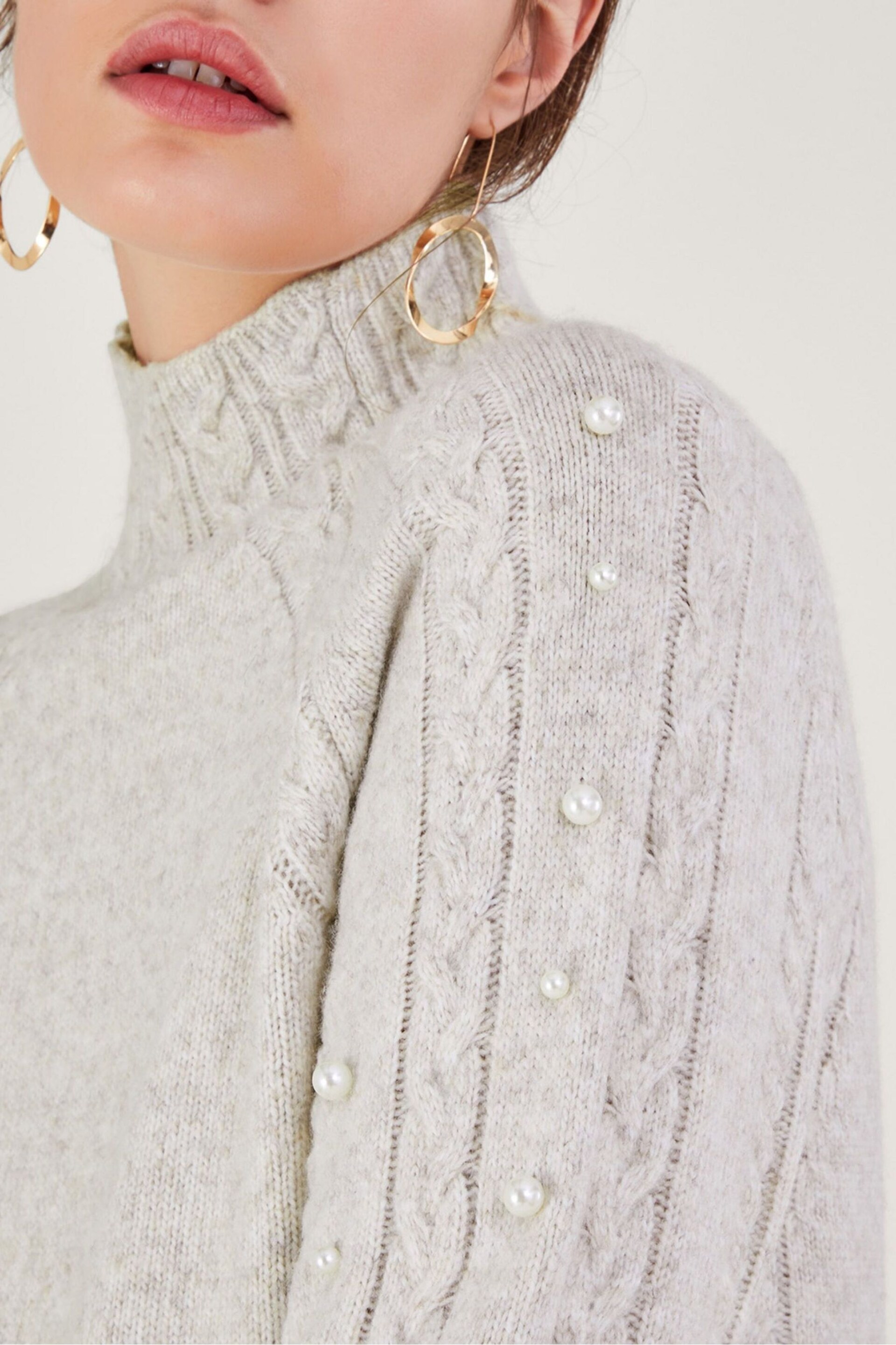 Monsoon White Pearl Cable Jumper - Image 4 of 5
