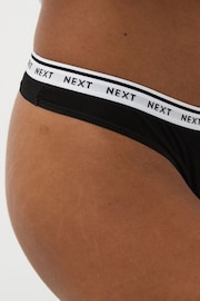 White/Black Printed Thong Cotton Rich Logo Knickers 4 Pack - Image 4 of 10