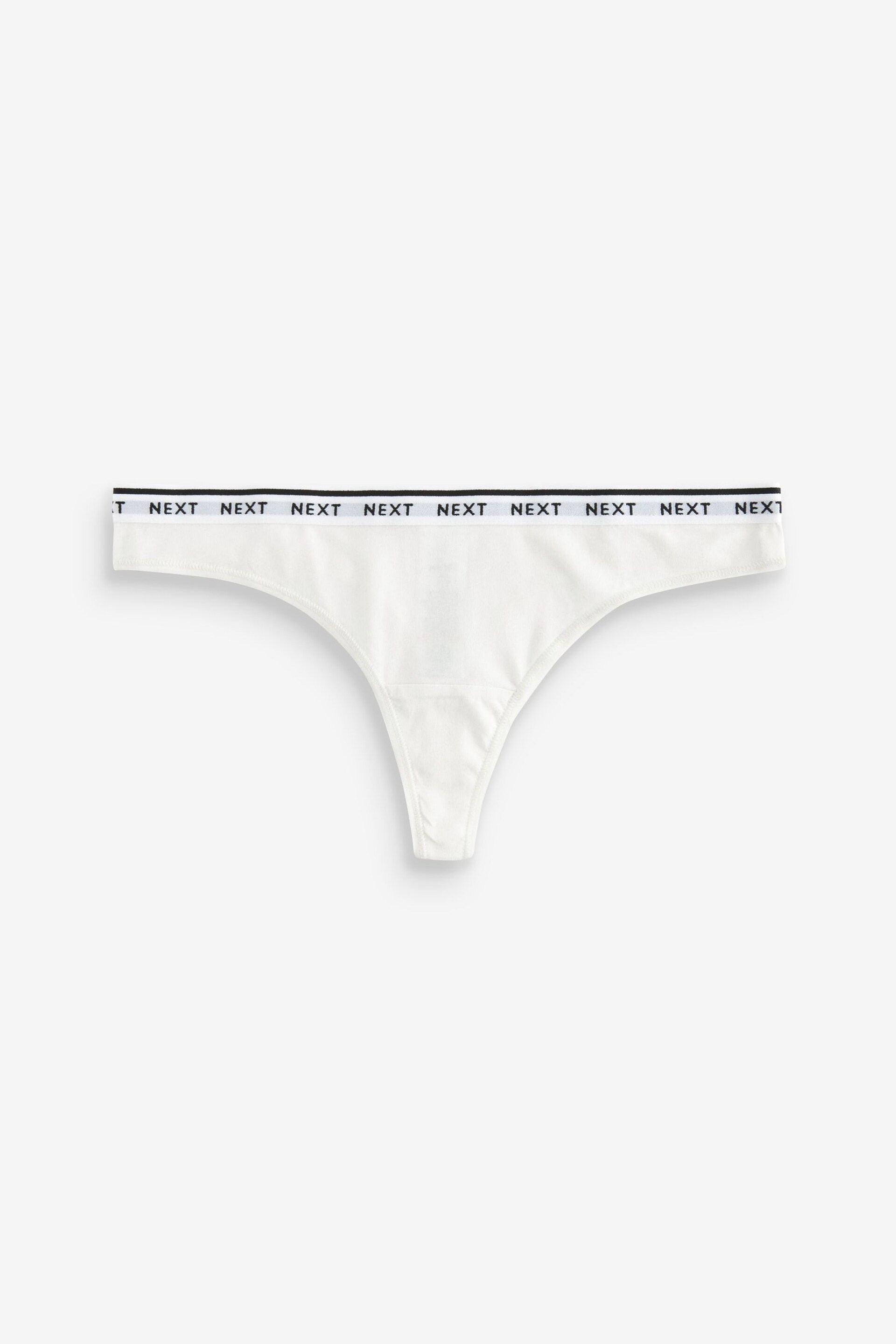 White/Black Printed Thong Cotton Rich Logo Knickers 4 Pack - Image 6 of 10