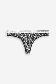 White/Black Printed Thong Cotton Rich Logo Knickers 4 Pack - Image 8 of 10