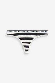 White/Black Printed Thong Cotton Rich Logo Knickers 4 Pack - Image 9 of 10