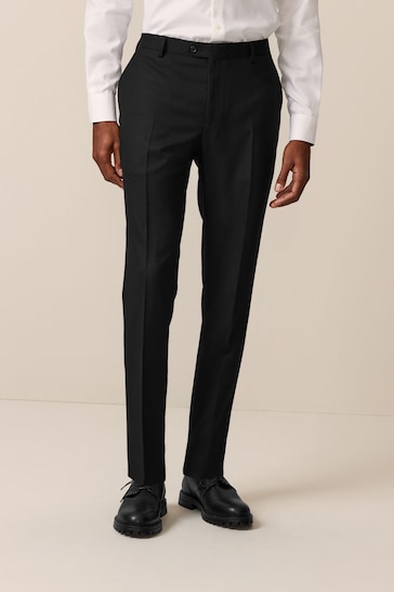 Black Slim Textured Suit: Trousers