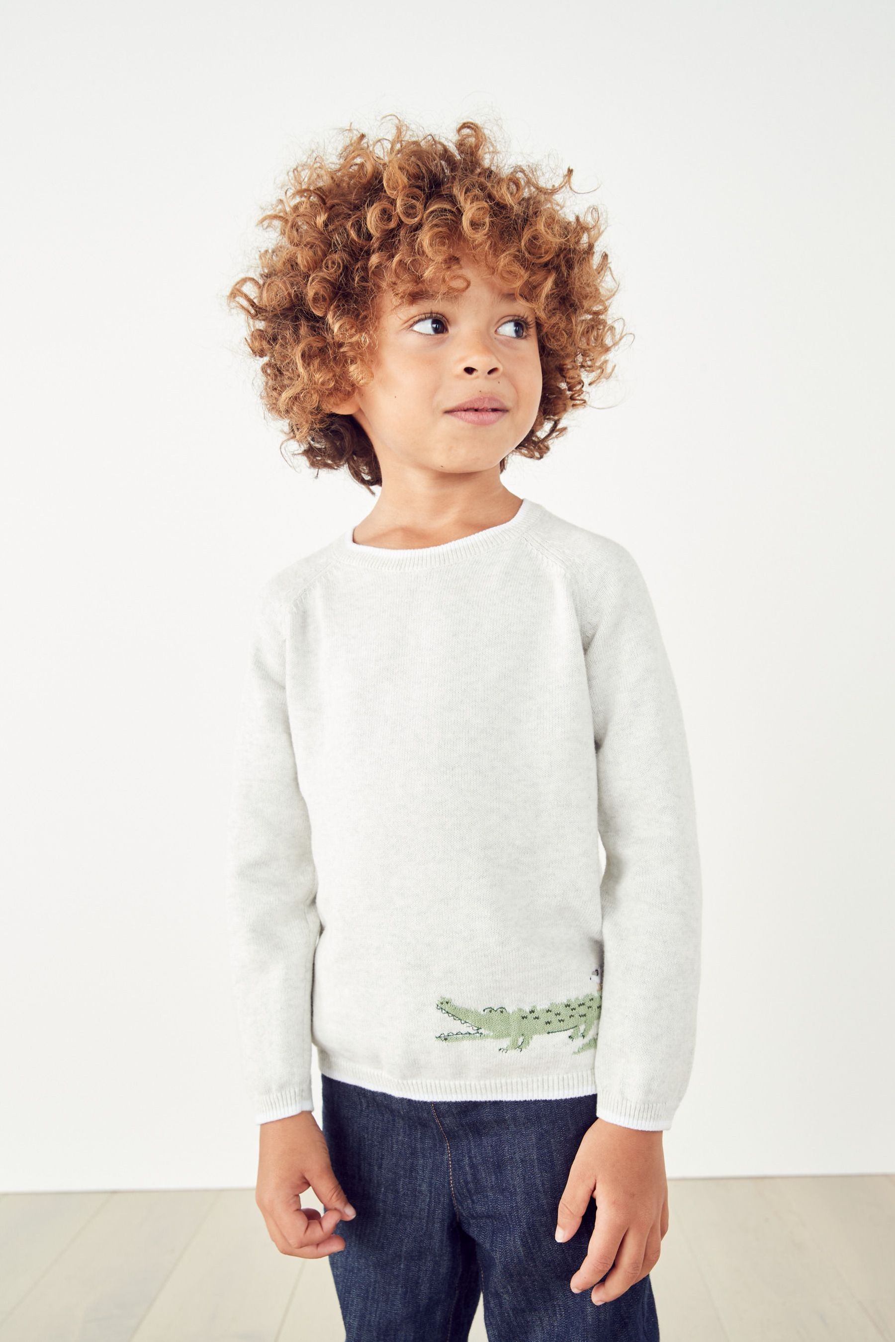 White company grey jumper hot sale