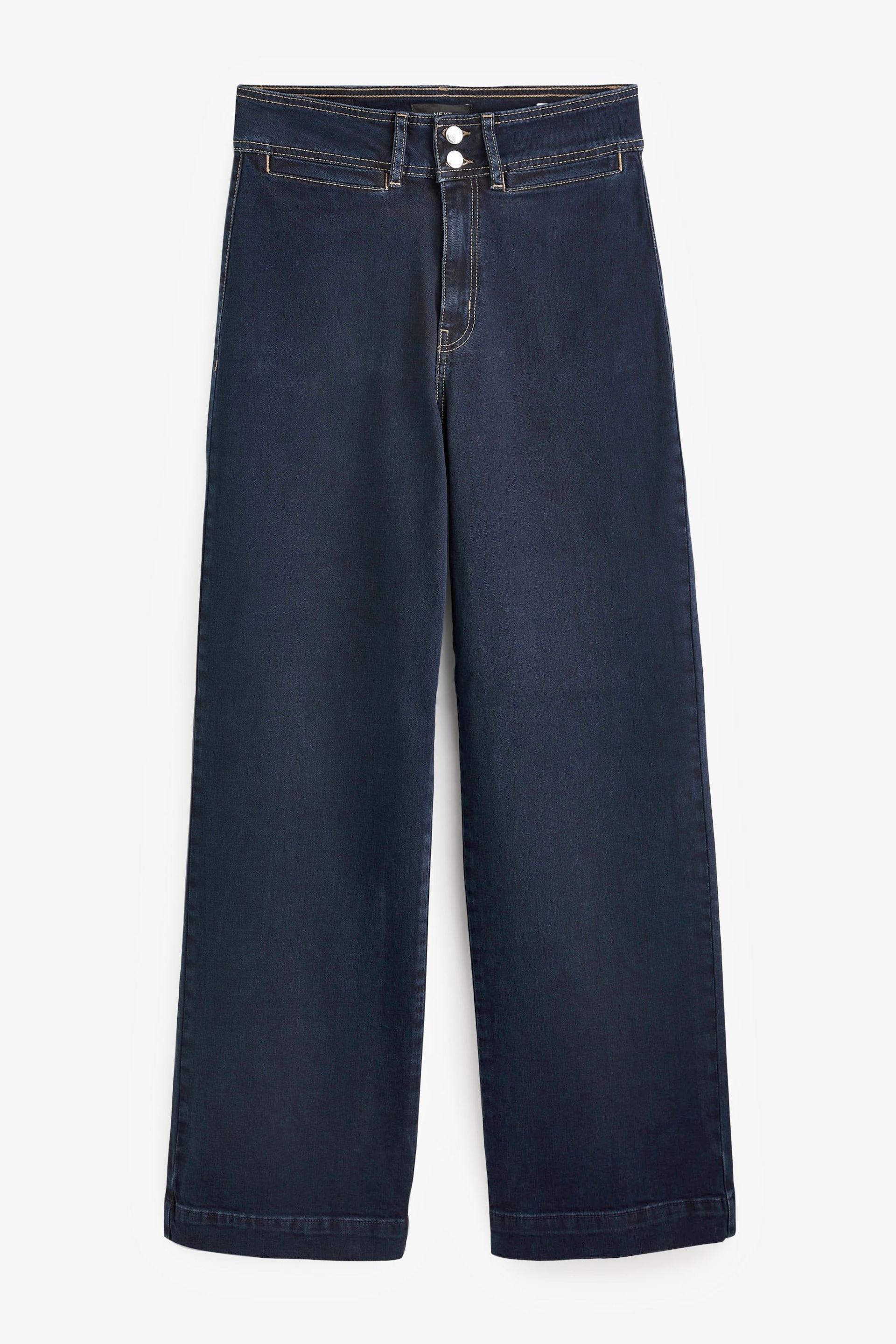 Denim Inky Blue Double Button Wide Leg Jeans - Image 5 of 6