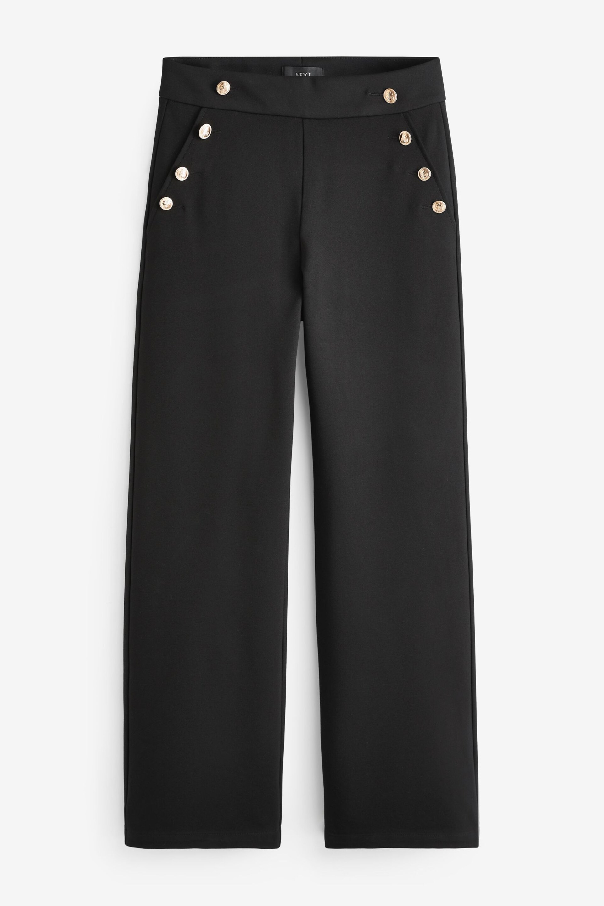 Black Ponte Button Wide Leg Trousers - Image 5 of 6
