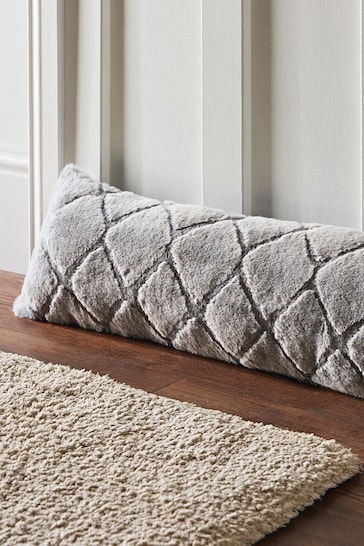 Catherine Lansfield Silver Cosy Diamond Fleece Draught Excluder