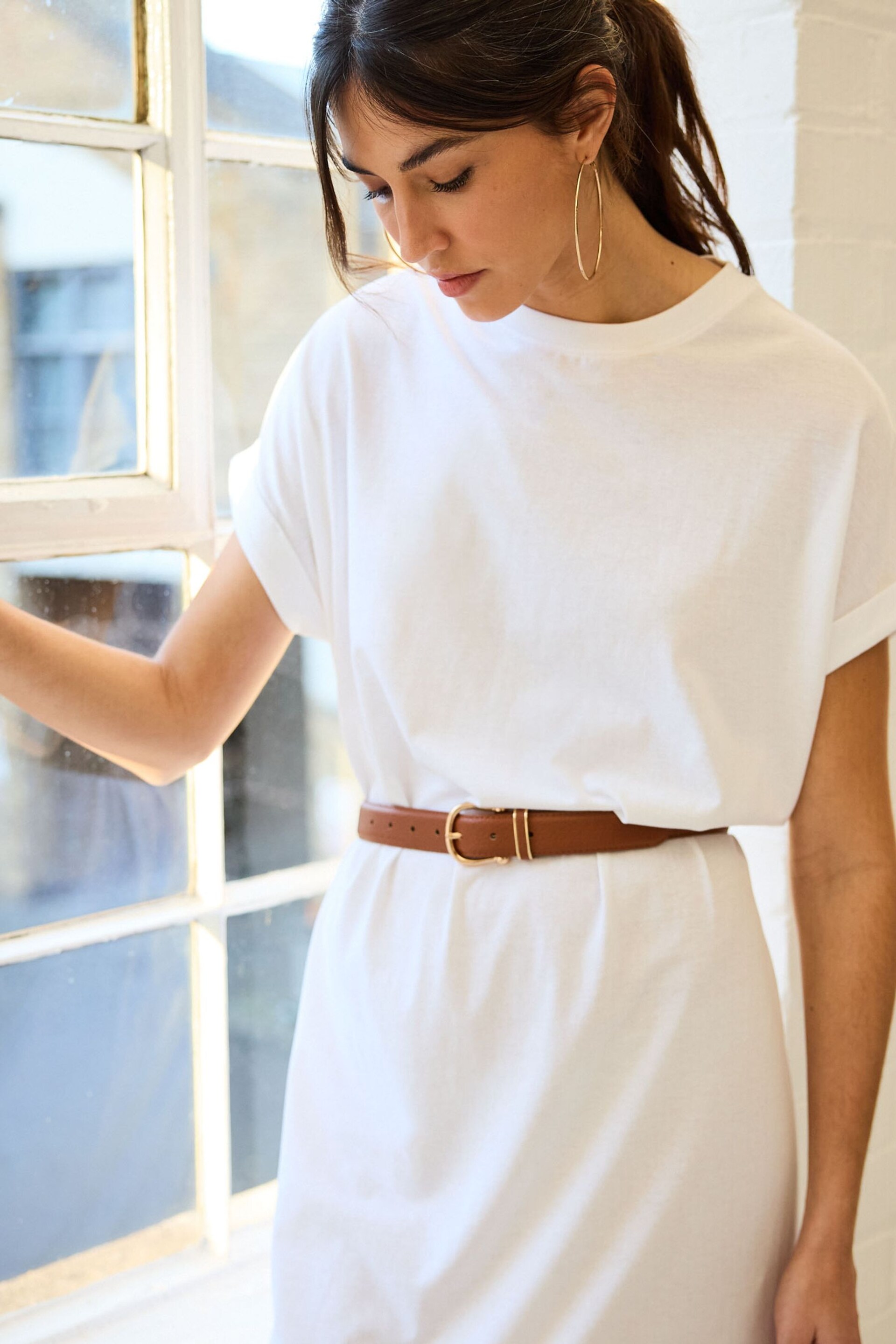 White Short Sleeve Maxi T-Shirt Dress - Image 4 of 4