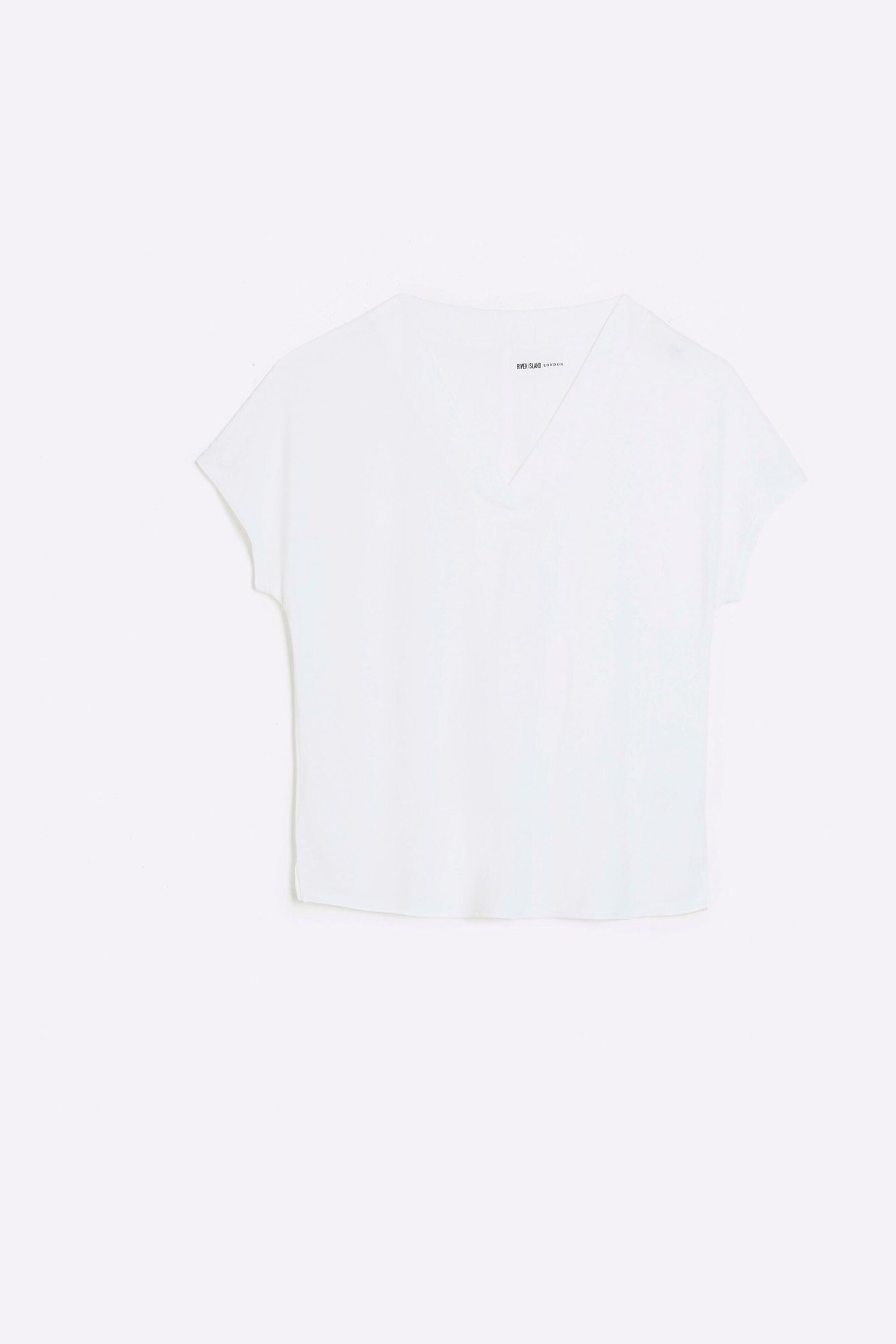 River Island White Smart V-Neck T-Shirt - Image 5 of 6