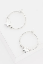 Silver Tone Sterling Silver Star Hoop Earrings - Image 3 of 3