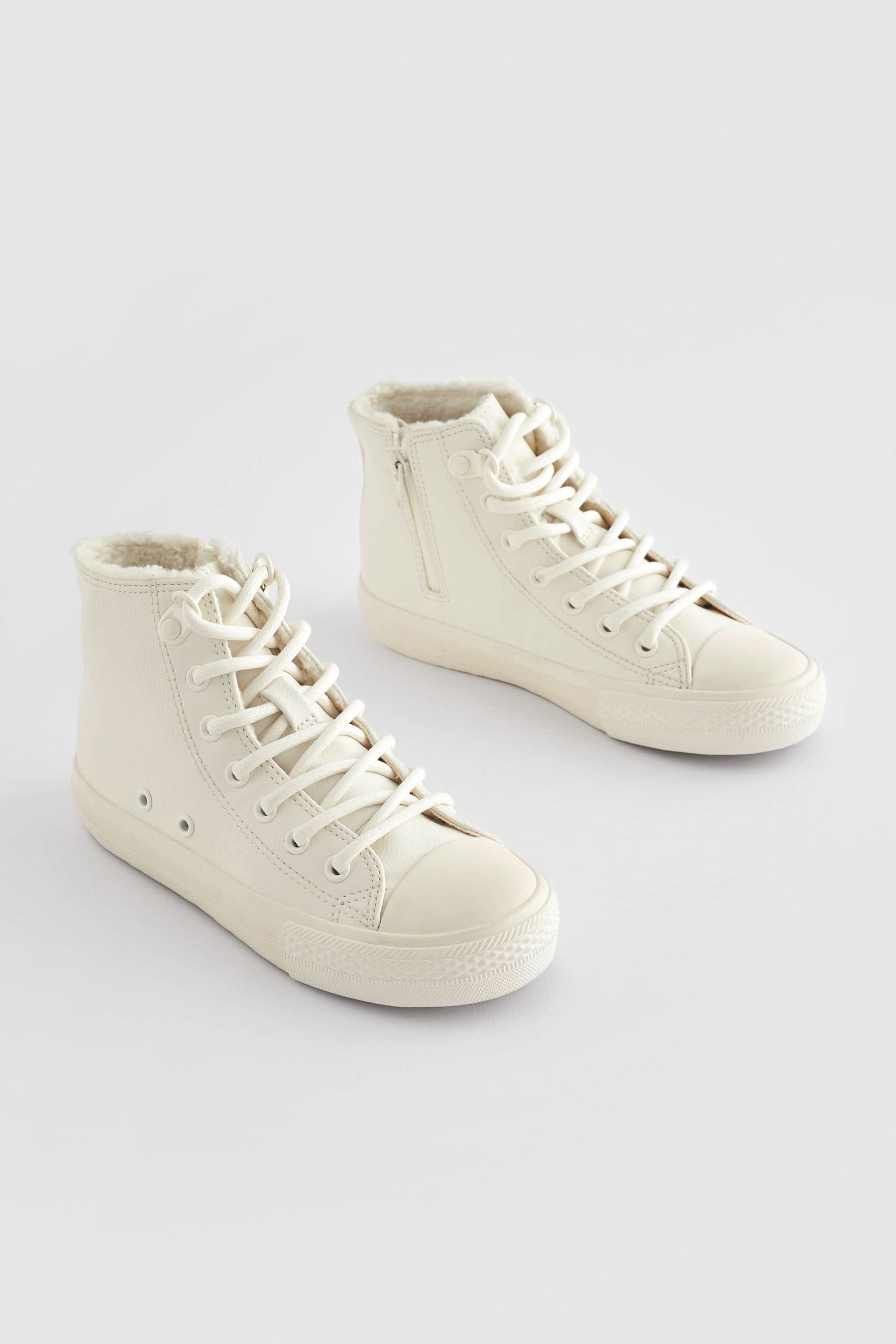 Buy White Faux Fur Lined Standard Fit F Lace Up High Top Trainers from Next United Arab Emirates