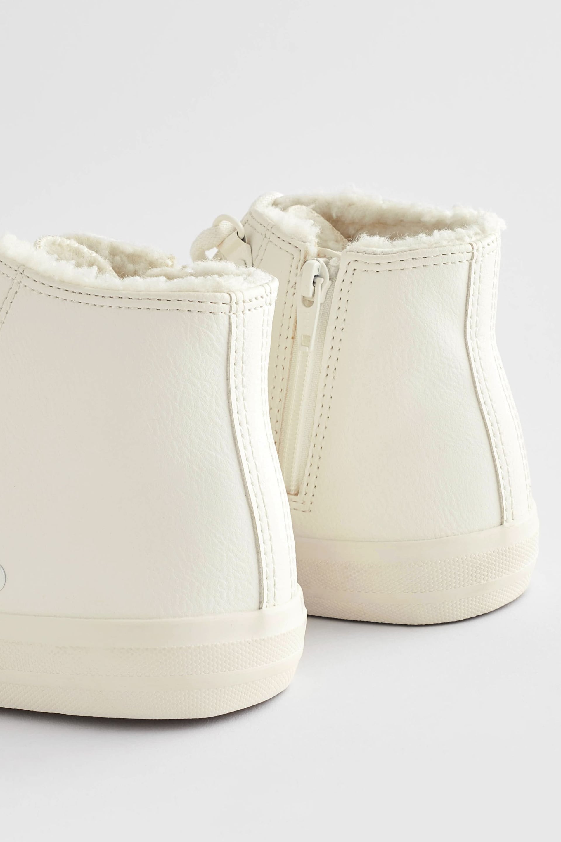 White Faux Fur Lined Standard Fit (F) Lace-Up High Top Trainers - Image 6 of 6