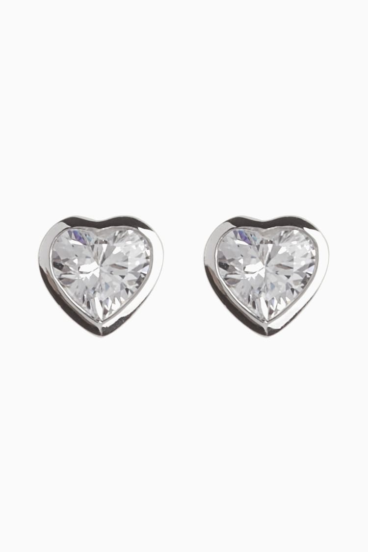 Sterling Silver Delicate Heart Stud Earrings - Image 1 of 2