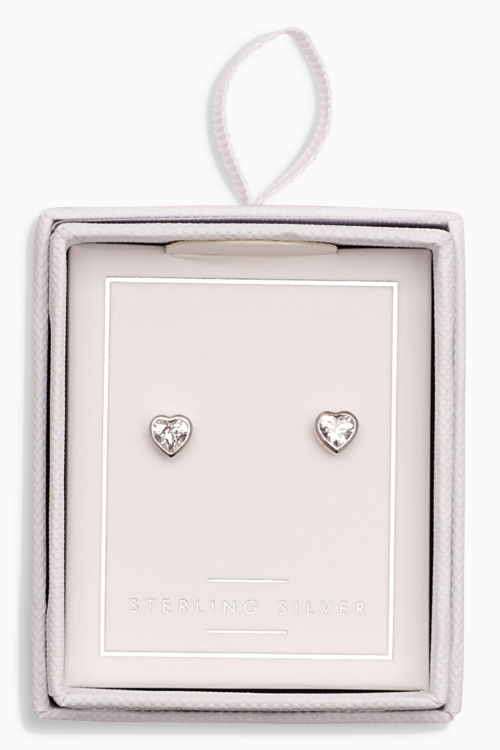 Sterling Silver Delicate Heart Stud Earrings - Image 3 of 3