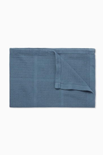 MORI Blue Soft Cotton & Bamboo Cellular Baby Blanket